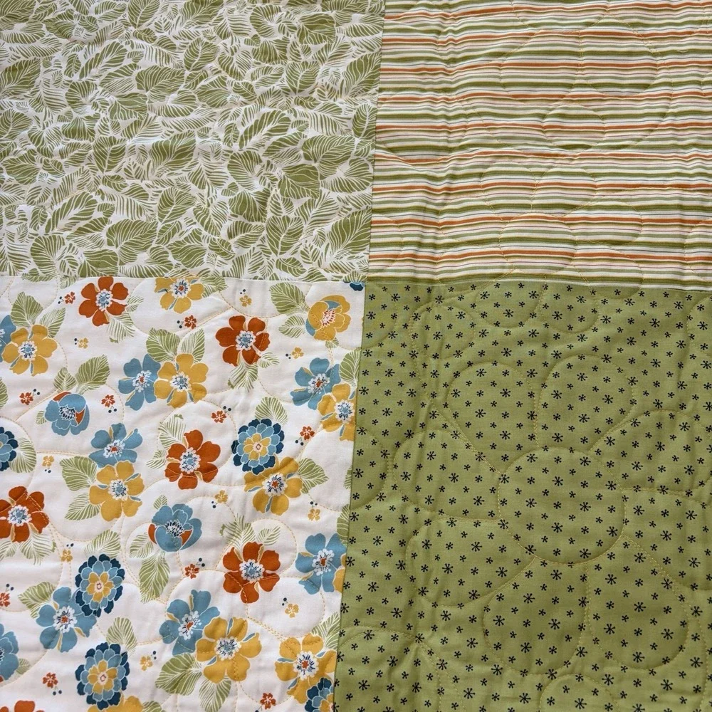 Handmade Patchwork Floral Quilt 48x64 Cottagecore Farmhouse